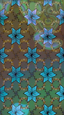 Çizim çiçek deseni duvar kâğıdı olarak kullanılabilir. Yeşil renkli çiçekler. Raster illüstrasyonu.