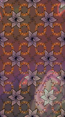 Raster illüstrasyonu. Kahverengi kıvırcık çiçekler kahverengi renklerde şekillenir. Klasik çiçek tasarım elementleri.