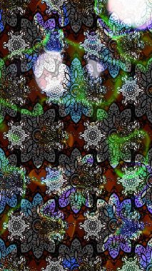 Gri ve siyah renklerde bahar çiçekleri. Yaprak ve çiçeklerin suluboya resimleri, gri ve siyah renkler üzerine çizimler. Raster illüstrasyonu.