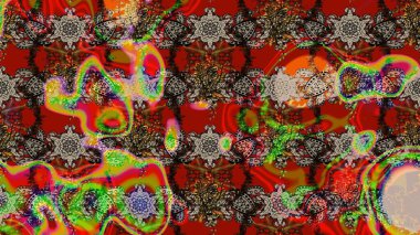 Küçük çiçekteki sevimli çiçek deseni. Kırmızı ve kahverengi renkte çiçekler.