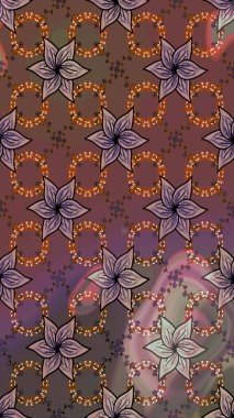 Raster illüstrasyonu. Kahverengi kıvırcık çiçekler kahverengi renklerde şekillenir. Klasik çiçek tasarım elementleri.