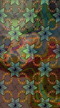 Raster illüstrasyonu. Kahverengi renklerde. Kahverengi renkte kahverengi papatya deseni.