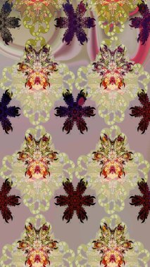 Bej renkli çiçek eskizi. Raster illüstrasyonu. Şatafatlı bahar bahçesi dokusu. Bej renkli çiçekler. Çiçek deseni.