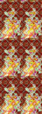 Raster geleneksel halk çiçekleri kahverengi ve nötr renklerde tekstil tasarımı için. Üzerinde gelincikler ve vadi zambakları olan renkli çiçek desenli nakış..