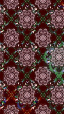 Eskiz arkaplan modeli. Raster - stok. Yapraklı çiçekler ve kahverengi ve nötr renklerde papatya çiçekleri..