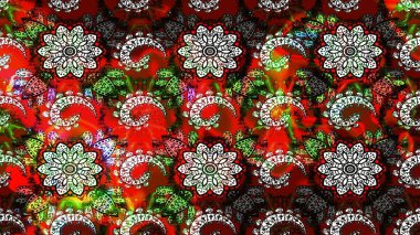 Renkli Bahar Teması eskiz kalıbı. Düz Çiçek Elementleri Tasarımı. Süslü kumaş deseni. Raster illüstrasyonunda çiçek deseni çizimi.