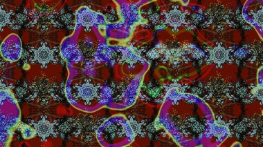 Raster Illustrasyon 'daki Çiçek Deseni' nin son moda çizimi. Renkli Yaz Temalı eskiz kalıbı. Düz Çiçek Elementleri Tasarımı. Kırmızı ve kahverengi renkte çiçekler.