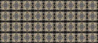 Dekoratif simetri arabesk. Doğum günü kartı, davetiye ya da afiş için iyidir. Gri, bej ve kahverengi renklerde altın. Kusursuz ortaçağ çiçek deseni. Raster illüstrasyonu.