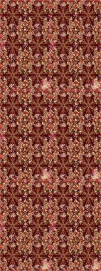 Kabile sanatı boho baskısı, klasik çiçek arkaplanı. Soyut etnik raster çizim kalıbı. Arkaplan dokusu, duvar kağıdı, kahverengi ve kırmızı renkli çiçek teması.