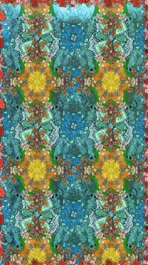 Düz Çiçek Elementleri Tasarımı. Renkli Bahar Teması eskiz kalıbı. Raster illüstrasyonundaki çiçek desenli çizim. Güzel kumaş deseni.