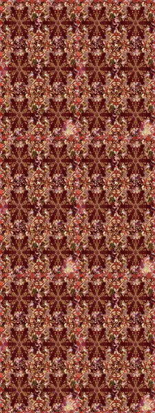 Kabile sanatı boho baskısı, klasik çiçek arkaplanı. Soyut etnik raster çizim kalıbı. Arkaplan dokusu, duvar kağıdı, kahverengi ve kırmızı renkli çiçek teması.