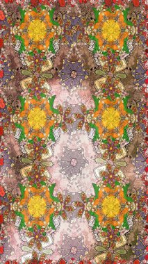 Çiçekli karalama şeklinde Raster çiçek deseni. Kahverengi renkli çiçekler. Nazikçe, güzel çiçek arkaplanı..