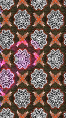 Kahverengi ve gri renklerde. Raster illüstrasyonu. 3D çiçekler, çizim.