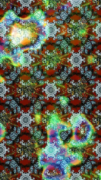 Parlak renkli çiçekleri ve yeşil ve mavi renkli yaprakları olan harika bir çiçek deseni. Moda baskıları için zarif bir şablon. Modern çiçek arkaplanı. Halk stili.