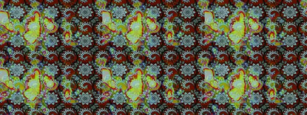 Düz Çiçek Elementleri Tasarımı. Raster illüstrasyonundaki çiçek desenli çizim. Renkli Bahar Teması eskiz kalıbı. Güzel kumaş deseni.