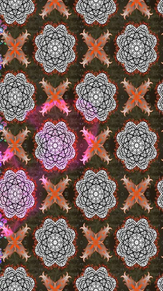 Kahverengi ve gri renklerde. Raster illüstrasyonu. 3D çiçekler, çizim.