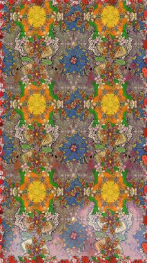 Raster güzel kumaş deseni çiziyor. Renkli Bahar Teması eskiz kalıbı. Çiçek deseni. Düz Çiçek Elementleri Tasarımı.