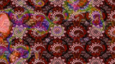 Kızılderili desenli desenli desenli şal deseni. Tekstil, tebrik kartı, boyama kitabı, telefon kılıfı baskısı için kullanılabilir. Etnik Mandala süsü. Raster Henna dövme stili.