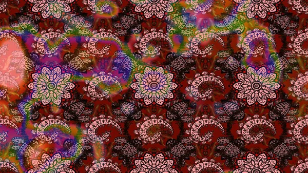 Kızılderili desenli desenli desenli şal deseni. Tekstil, tebrik kartı, boyama kitabı, telefon kılıfı baskısı için kullanılabilir. Etnik Mandala süsü. Raster Henna dövme stili.