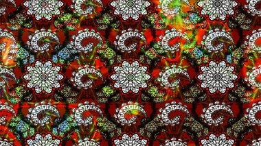 Çizim çiçek deseni duvar kâğıdı olarak kullanılabilir. Siyah ve kırmızı renkte çiçekler. Raster illüstrasyonu.