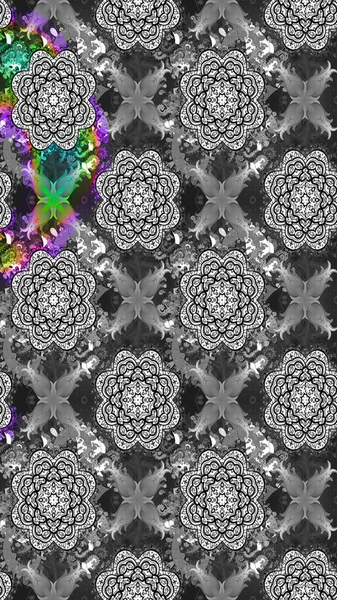 Düz Çiçek Elementleri Tasarımı. Gri ve nötr renkli şirin çiçek desenleri. Raster Modaya uygun kumaş deseni. Renkli Bahar Teması çizim şablonu.