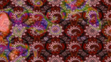 Kızılderili desenli desenli desenli şal deseni. Tekstil, tebrik kartı, boyama kitabı, telefon kılıfı baskısı için kullanılabilir. Etnik Mandala süsü. Raster Henna dövme stili.