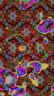 Kumaş, duvar kağıdı ve kağıt üzerine baskı yapmak için gelişen arka plan. Moda arka planında parlak buketler. Eski usul küçük çiçekli şirin bir eskiz deseni. Raster illüstrasyonu.