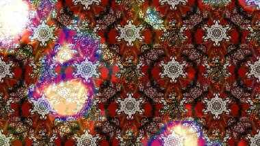 Kahverengi ve kırmızı renklerde. Raster illüstrasyonu. Güzel kumaş deseni. Raster illüstrasyonunda çiçek deseni çizimi.