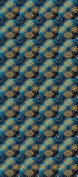 Altın desenli mavi, gri ve kahverengi renkler ve altın elementler. Raster geleneksel oryantasyon süsü. Kusursuz klasik altın desen.