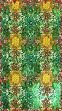 Çiçek yeşili eskiz deseni. Klasik taslak çizimi. Raster Yumuşak kumaş deseni. Raster çiçek izi..