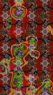 Renkli Yaz Temalı eskiz kalıbı. Düz Çiçek Elementleri Tasarımı. Kahverengi ve kırmızı renkte çiçekler. Sevimli çiçek raster deseni.