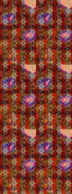 Sketch Floral Pattern in Raster illustration. Colour Spring Theme sketch pattern Background. Flowers on brown and red colors. Flat Flower Elements Design.