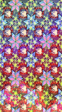 Klasik tropikal doğal elementlerin suluboya seti. Raster illüstrasyonu. Egzotik çiçekler, nötr ve mor renkler üzerine botanik parlak klasik doğa.