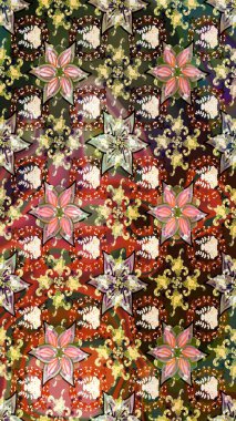 Düz Çiçek Elementleri Tasarımı. Renkli Bahar Teması eskiz kalıbı. Raster..