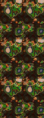 Suluboya çizimi. Kahverengi ve yeşil renkli çiçekler. Çiçekli eskiz deseni. El çizimi.