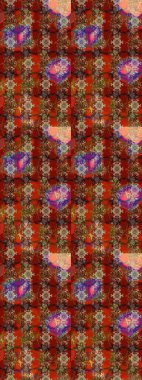 Sketch Floral Pattern in Raster illustration. Colour Spring Theme sketch pattern Background. Flowers on brown and red colors. Flat Flower Elements Design.