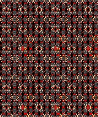 Siyah ve kırmızı renkte çiçekler. Robot resim. Şirin çiçek elementleri. Raster illüstrasyonu.