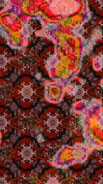 Renkli Bahar Teması eskiz kalıbı. Düz Çiçek Elementleri Tasarım Raster illüstrasyonu. Kahverengi ve pembe renkli çiçekler. Çiçek eskiz kalıbı geçmişi.