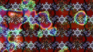 Ağaç dallı bahar çiçekleri ile desen, kırmızı ve kahverengi renkler ile çiçek silueti. Raster deseni.