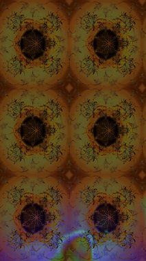 Soyut etnik raster çizim kalıbı. Vadinin çiçekleri kahverengi renklerde. Çiçekler..