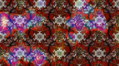 Süslü kumaş deseni. Raster deseni. Çiçekli çiçek deseni, suluboya..