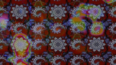 Küçük çiçekli yay deseni çiz. Raster illüstrasyonu. Suluboya tarzında kırmızı ve gri renkler üzerine.