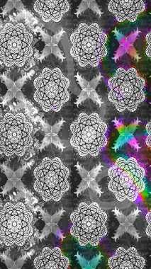 Çizgi çizimi kalıbı. Raster Moda kumaş deseni. Şirin çiçekler..