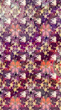 Mor ve nötr renkte çiçekler. Küçük çiçekte sevimli çiçek deseni var..