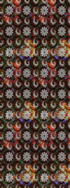 Siyah ve kahverengi renkte etnik çiçeklerle süslenmiş zarif bir eskiz. Raster Çiçek İllüstrasyon Şirin Tekstil.