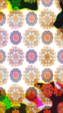 Beyaz renkli şirin çiçek desenleri. Düz Çiçek Elementleri Tasarımı. Renkli Bahar Teması eskiz kalıbı. Raster Modaya uygun kumaş deseni.