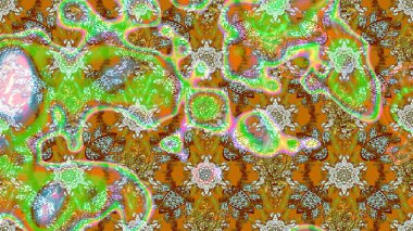 Motley illüstrasyonu. Küçük çiçekte güzel bir desen. Yeşil ve kahverengi çiçekli bahar çiçekleri. Küçük renkli çiçekler. Moda baskıları için zarif bir şablon.