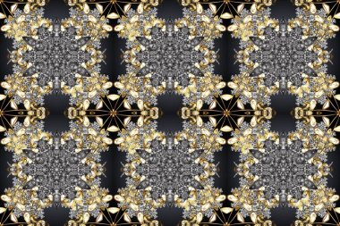Raster klasik barok çiçeksiz altın desenli. Lüks, kraliyet ve Viktorya dönemi konsepti. Süslü dekorasyon. Altın elementli bir renkte altın desen.