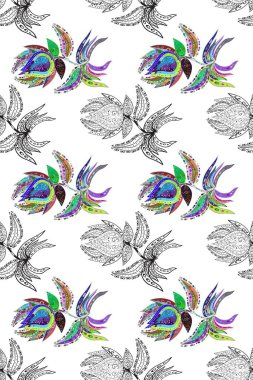 Hoş renklerde çiçekler. Çiçekli karalama şeklinde Raster çiçek deseni. Nazik, narin çiçek arkaplanı.