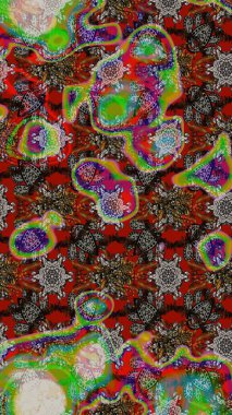 Düz Çiçek Elementleri Tasarımı. Güzel kumaş deseni. Karalama çiçeği. Renkli Bahar Teması eskiz kalıbı. Raster illüstrasyonu. Zentangle soyut çiçekleri.